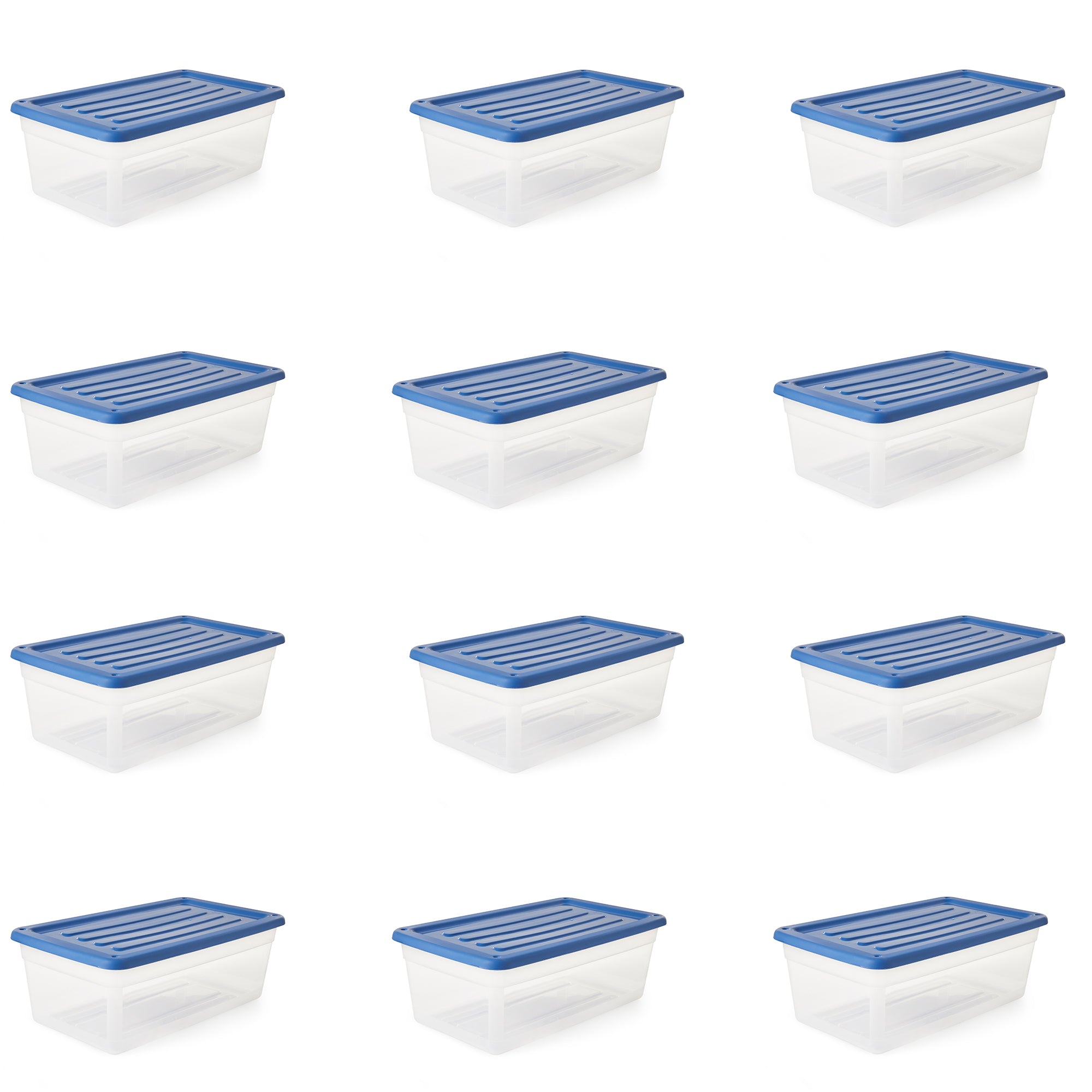 Gracious Living 1.5 Gal Clear Plastic Shoebox Storage Bin Tote w/Lid (12 Pack)