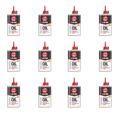 3 IN ONE Multi Purpose Lubricating Drip Oil for Moving Parts, 8 Ounces (12 Pack)