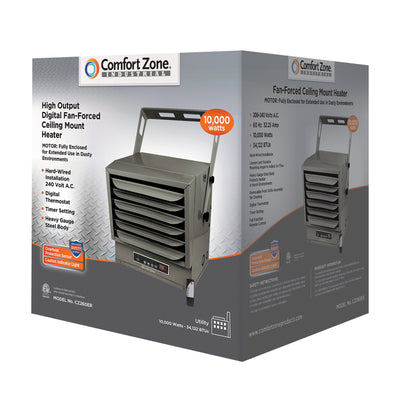 Comfort Zone Heavy-Duty Ceiling-Mounted Industrial Fan Heater Furnace (Open Box)
