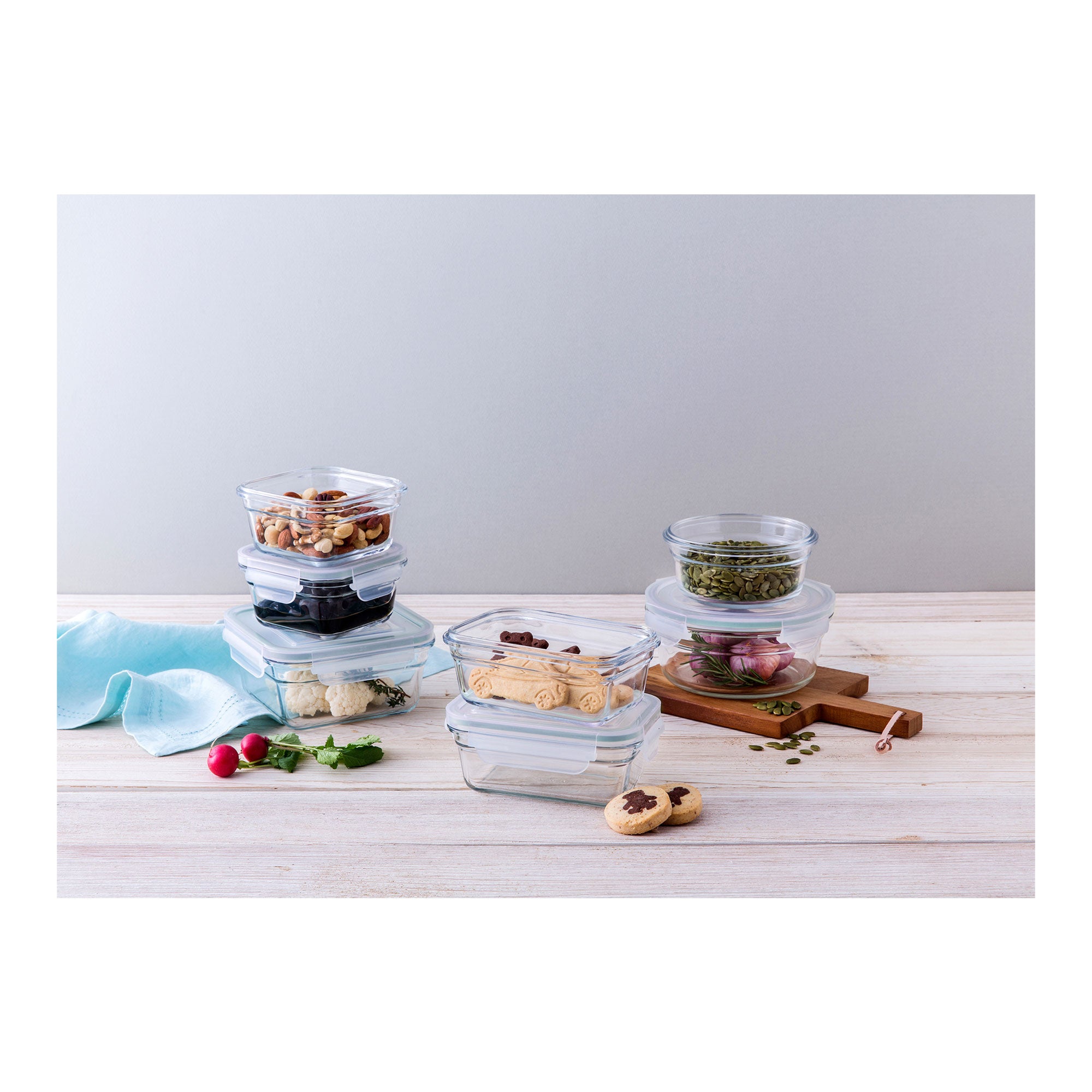 Glasslock Oven/Microwave Safe Glass Food Storage Containers 14 Pieces (Open Box) - VMInnovations
