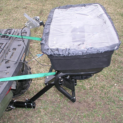 Field Tuff 12V ATV Hitch Mount 125 lb Grass, Seed, Fertilizer Spreader (2 Pack)
