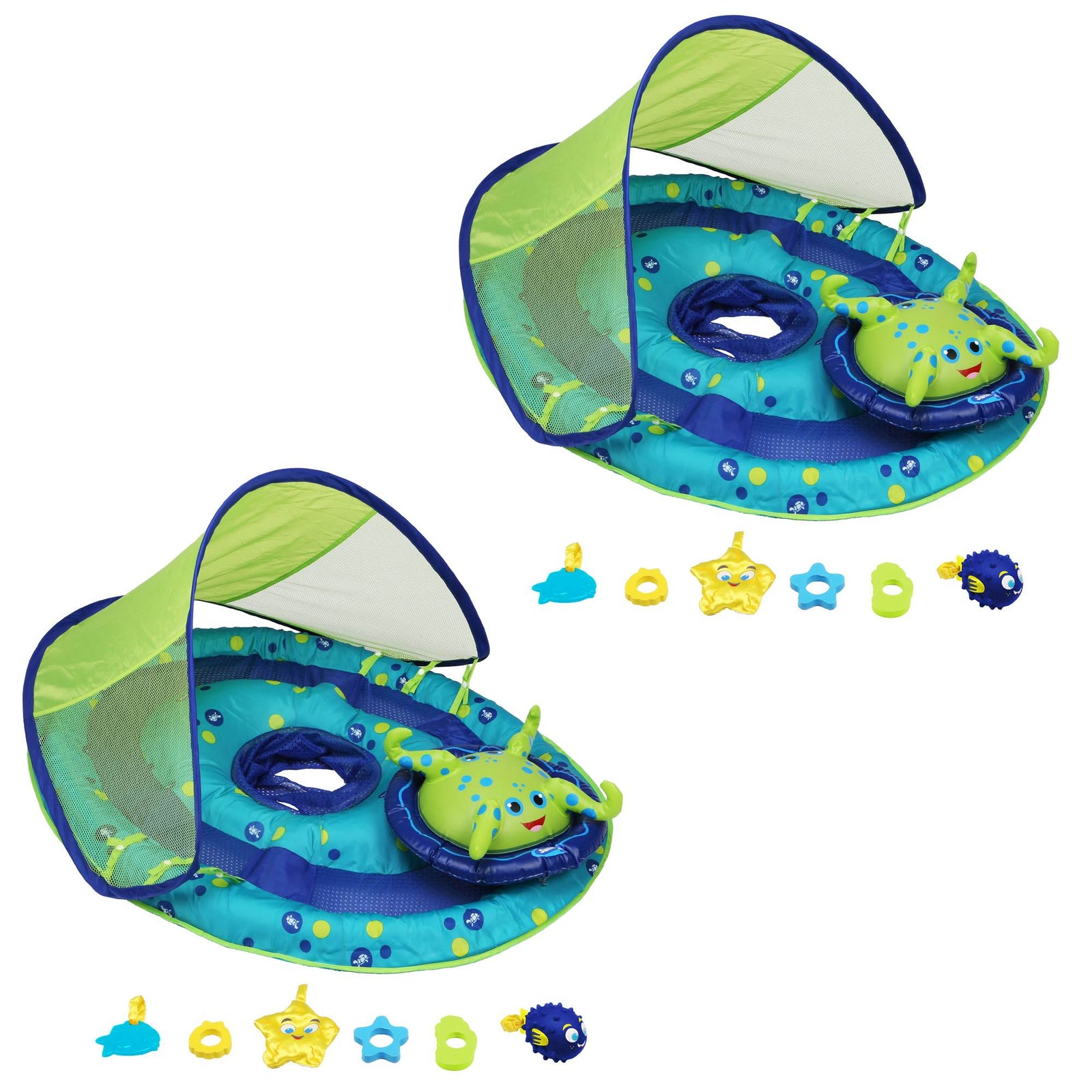 SwimWays Baby Spring Float Activity Center Pool Raft with Sun Canopy (2 Pack) - VMInnovations
