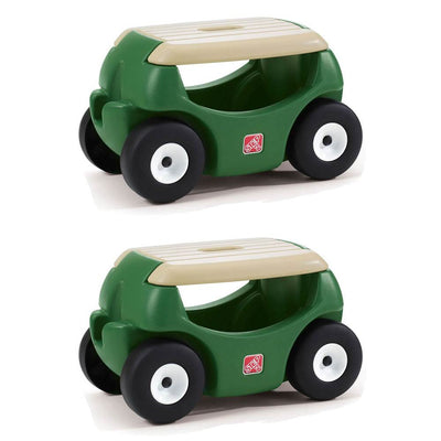 Step2 Plastic Mobile Cart Storage Garden Hopper w/ Work Seat, Green (2 Pack)