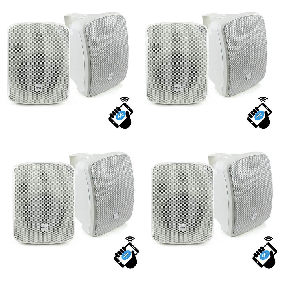 Pyle PDWR54BTW Bluetooth 600W Waterproof 5.25" Powered Outdoor Speakers (8 Pack)