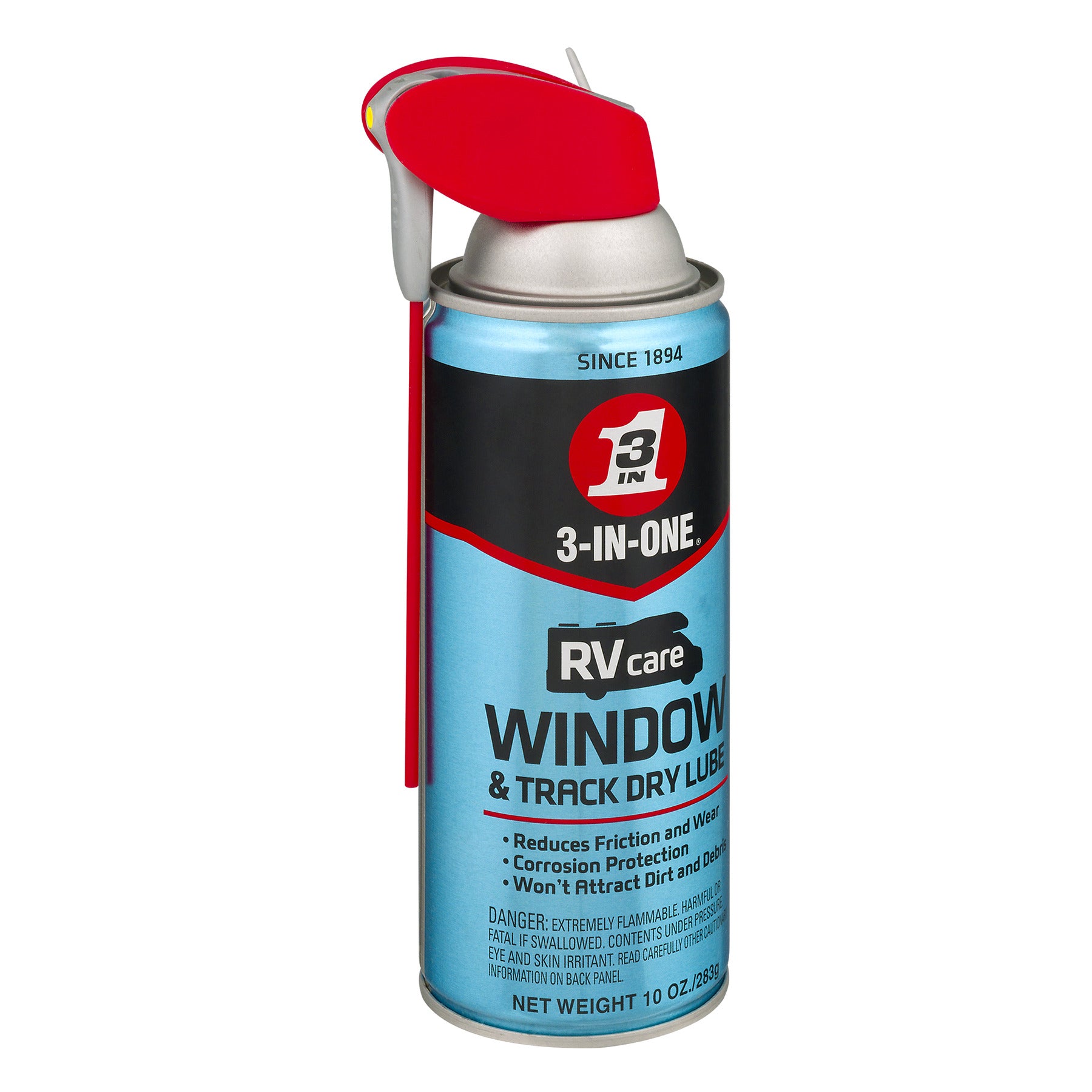 3-IN-ONE Quick Dry RVcare Window and Track Dry Lube w/Straw, 10 Ounce (3 Pack)