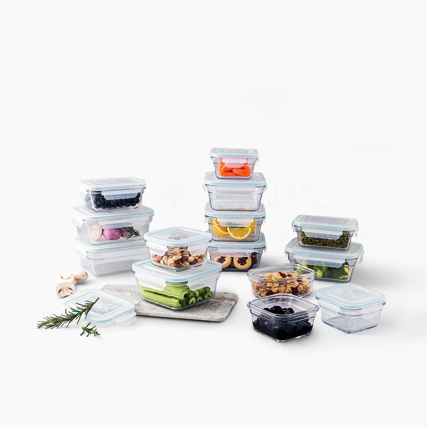 Glasslock Oven and Microwave Safe Glass Food Containers 28 Piece Set (For Parts) - VMInnovations