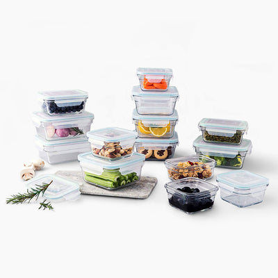 Glasslock Oven and Microwave Safe Glass Food Containers 28 Piece Set (Open Box)