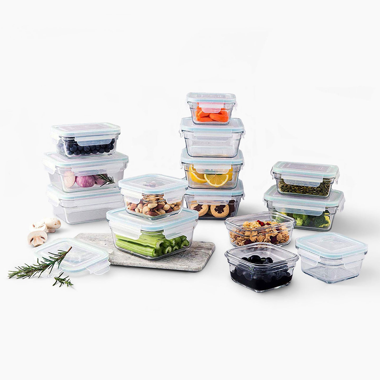 Glasslock Oven and Microwave Safe Glass Food Containers 28 Piece Set (For Parts) - VMInnovations