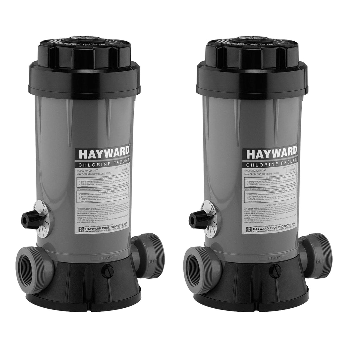 Hayward CL2002S Auto Pool In-Line Chemical Trichlor Chlorine Feeder (2 Pack)