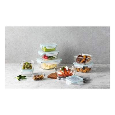 Glasslock Oven and Microwave Safe Glass Food Containers 18 Piece Set (Damaged)
