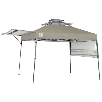 Quik Shade Summit 10' x 17' Instant Canopy & Adjustable Awning, Taupe (2 Pack)