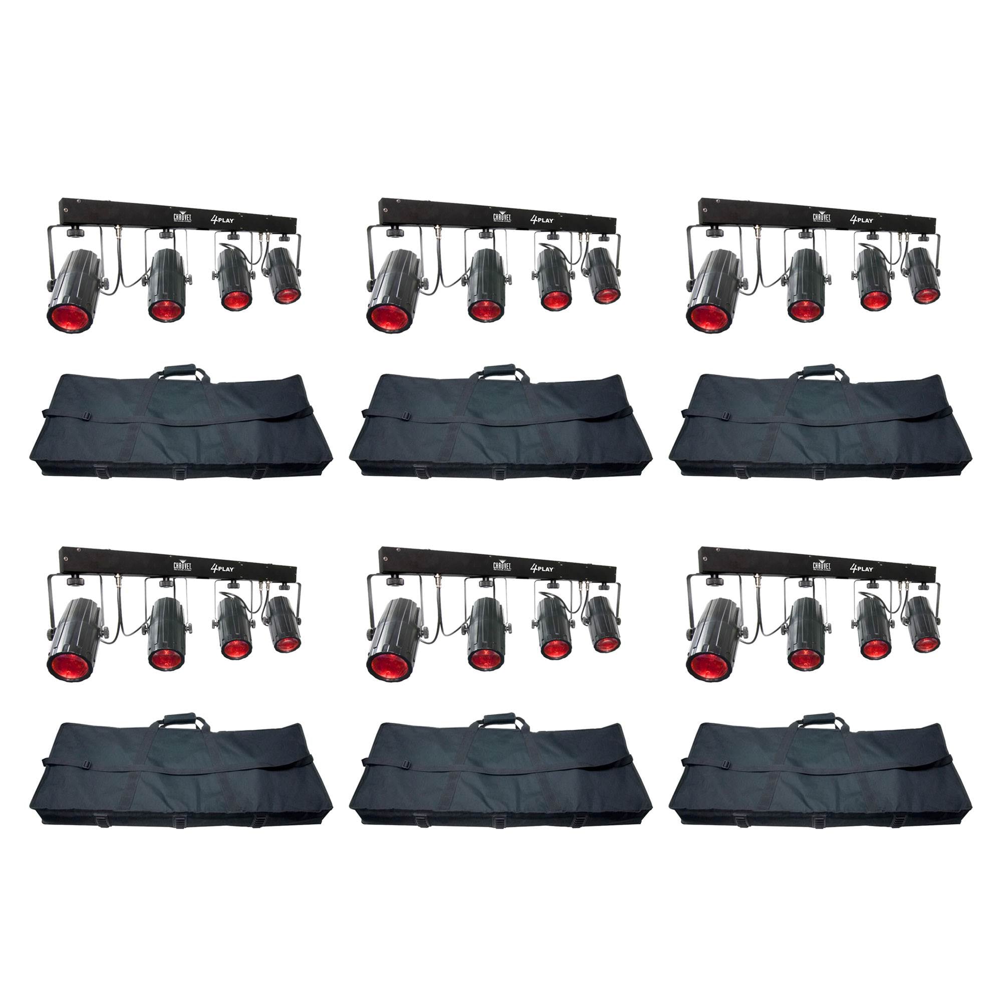 Chauvet 4PLAY LED DMX Moonflower Novelty Light Beam Bar System with Bag (6 Pack)