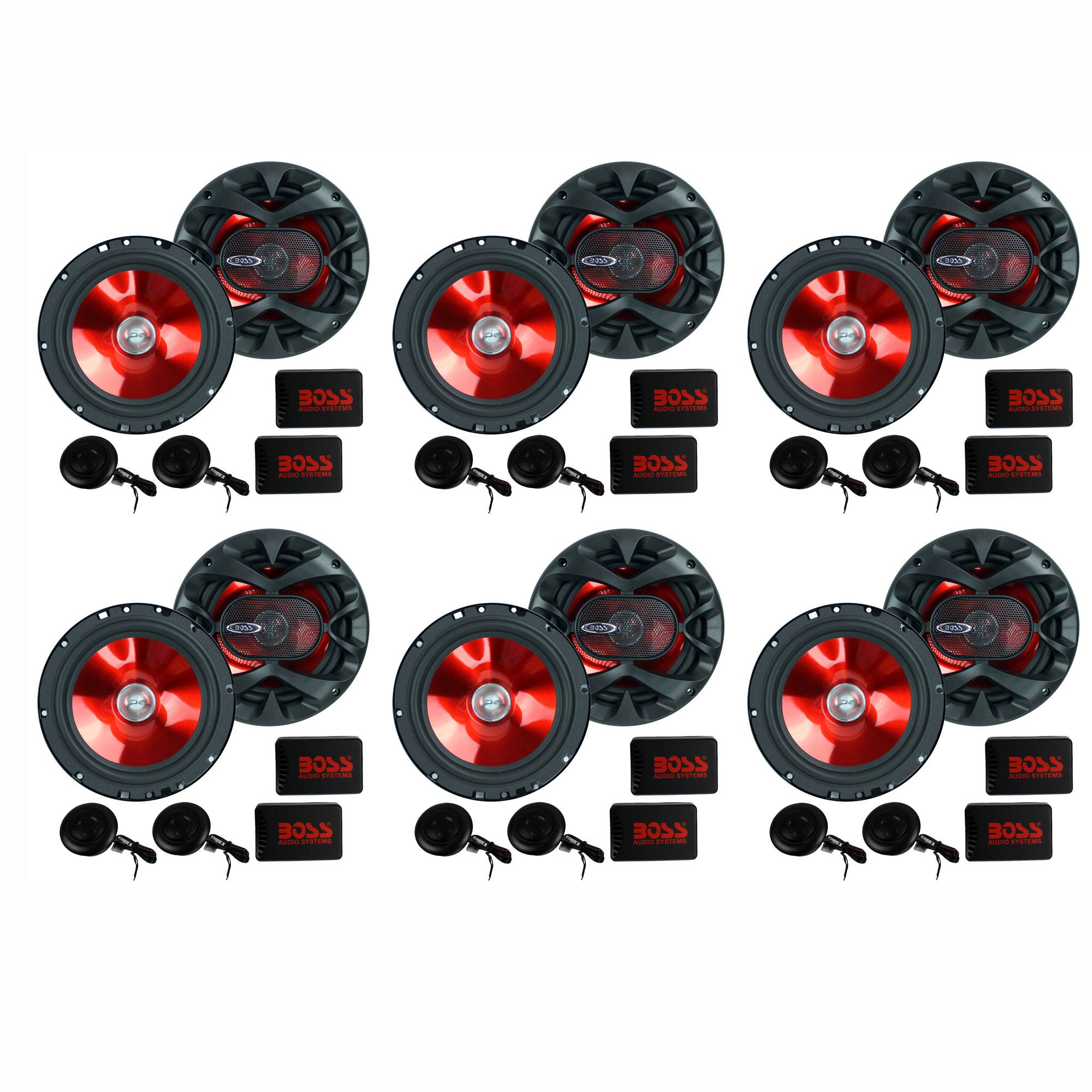 BOSS 6.5" 350W Car 2 Way Component Car Audio Speakers System Red Stereo (6 Pack)
