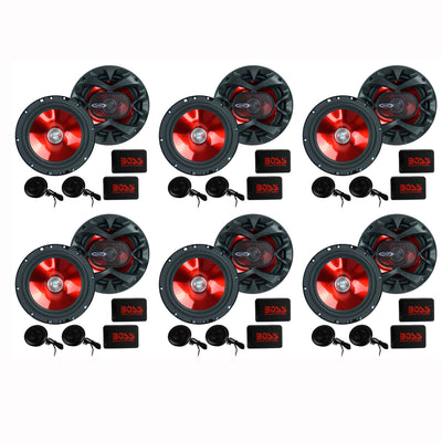 BOSS 6.5" 350W Car 2 Way Component Car Audio Speakers System Red Stereo (6 Pack)