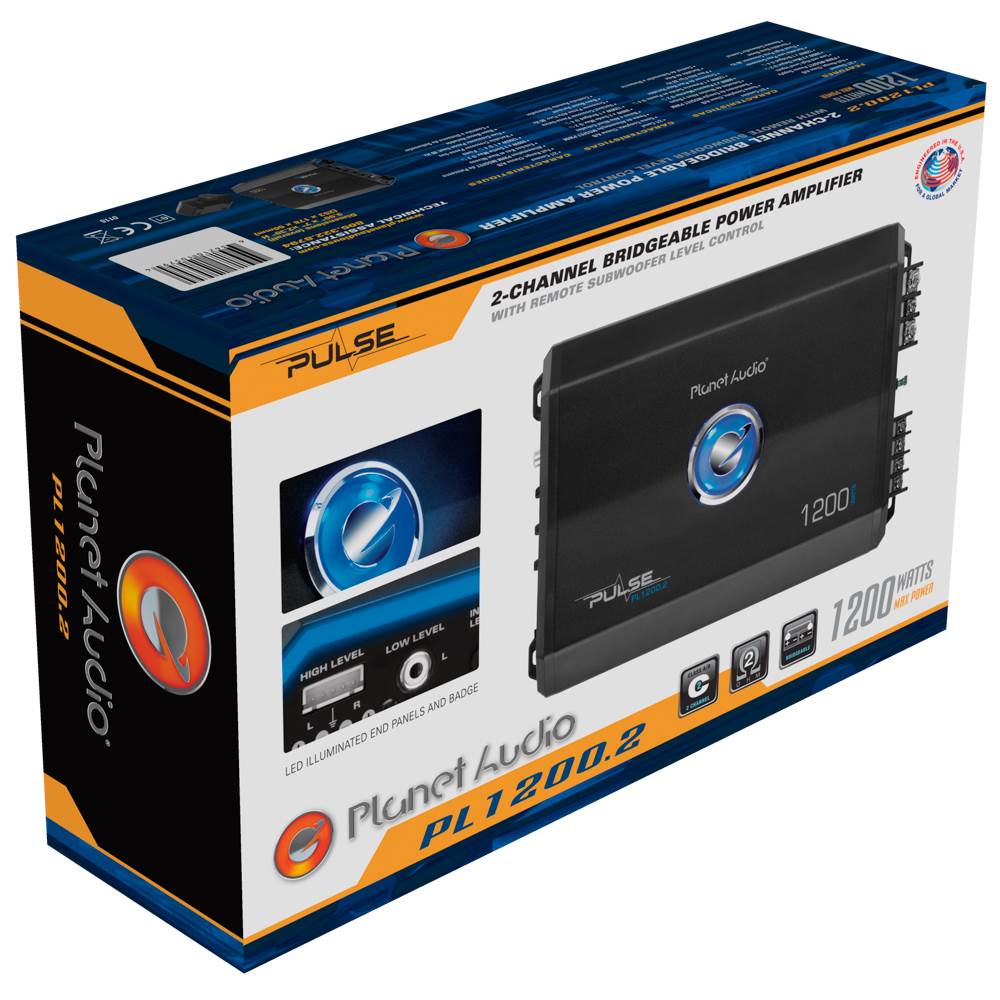 Planet Audio 1200W 2 Channel Full Range Class A/B MOSFET Amplifier (2 Pack)