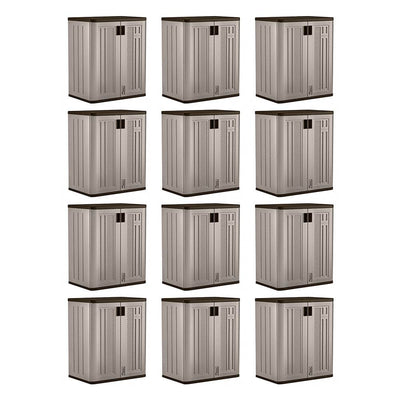 Suncast 9 Cu Ft Heavy Duty Resin Garage Base Storage Cabinet, Platinum (12 Pack)