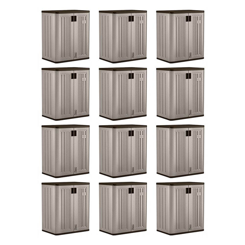 Suncast 9 Cu Ft Heavy Duty Resin Garage Base Storage Cabinet, Platinum (12 Pack)