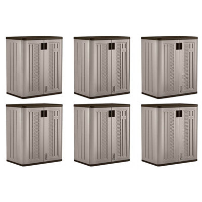 Suncast 9 Cu Ft Heavy Duty Resin Garage Base Storage Cabinet, Platinum (6 Pack) - VMInnovations
