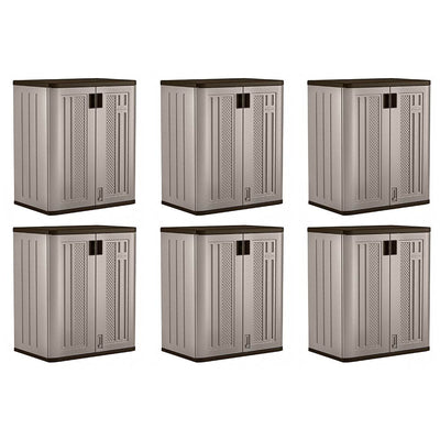 Suncast 9 Cu Ft Heavy Duty Resin Garage Base Storage Cabinet, Platinum (6 Pack)