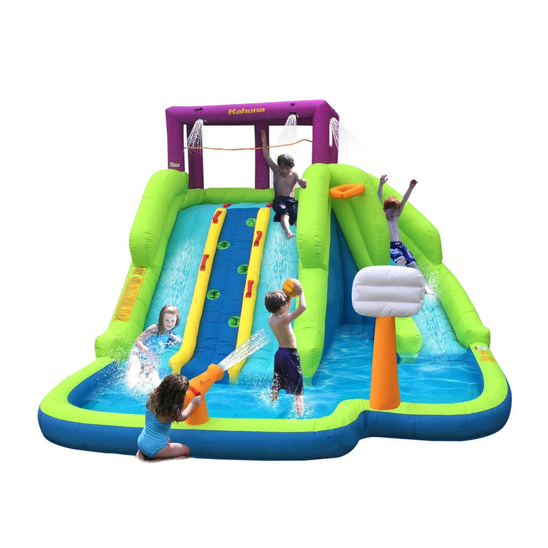Kahuna Triple Blast Kids Inflatable Splash Pool Backyard Water Slide (2 Pack)