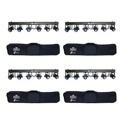 CHAUVET 6 Head LED DJ Dance Effect DMX Stage Spot Light System & Bag (4 Pack)