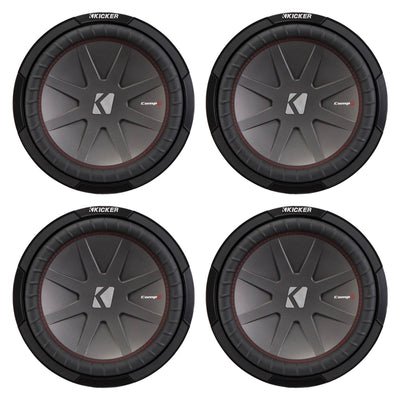 Kicker 43CWR124 12 Inch 1000 Watt 4 Ohm DVC Car Audio Stereo Subwoofer (4 Pack)