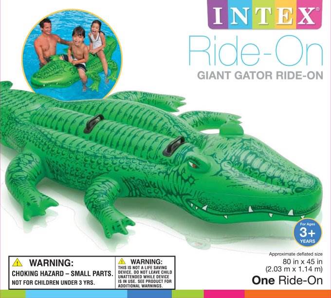 Intex Gator Giant Inflatable Swimming Pool Ride-On Raft 58562EP, Green (6 Pack)