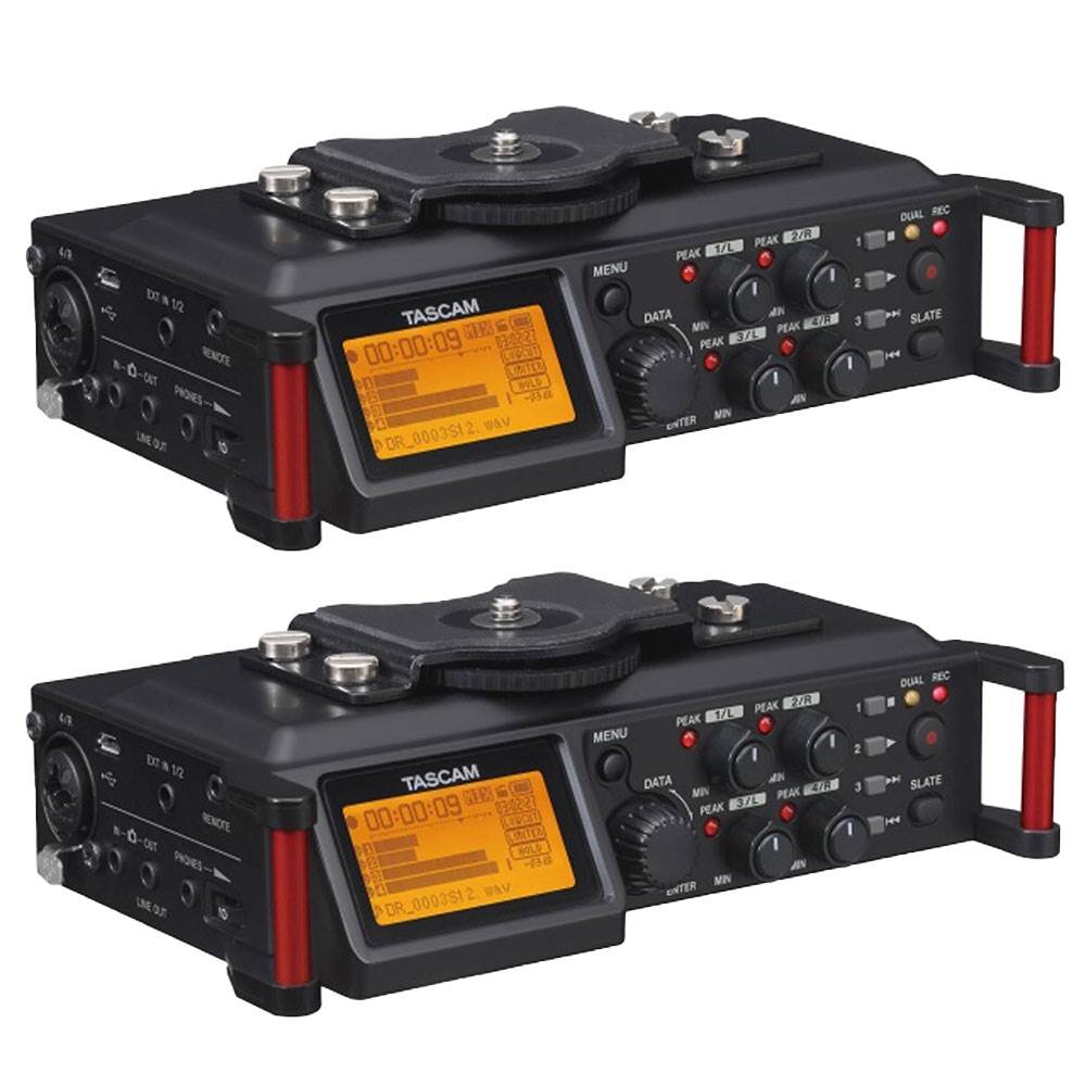 Tascam 4 Channel Linear PCM Audio Portable DSLR Film Recorder Mixer (2 Pack)