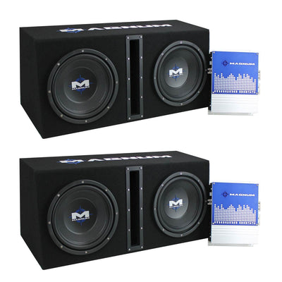 MTX Magnum MB210SP 10-Inch 400W RMS Dual Loaded Subwoofer Sub Box System, 2 Pack