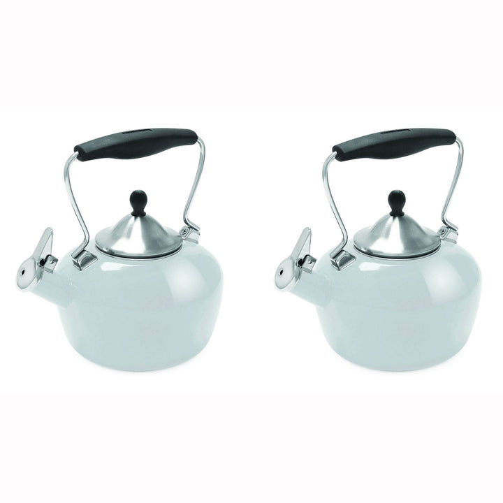 Chantal 1.8 Qt Enamel On Steel Catherine Whistle Teakettle, Lunar Rock (2 Pack)