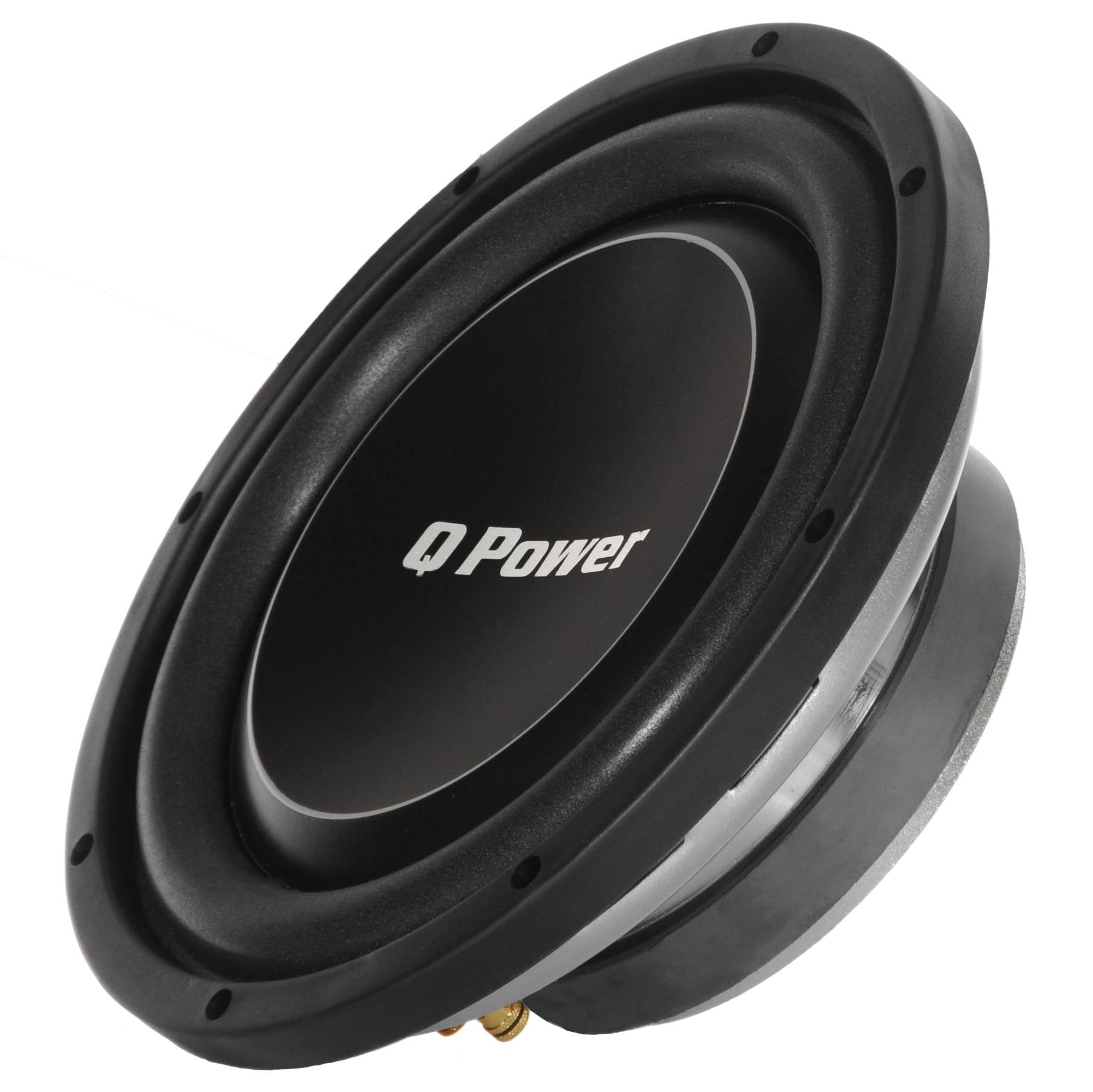 Q Power Deluxe 10 Inch Shallow Mount 1000 Watt Flat Car Subwoofer (4 Pack)