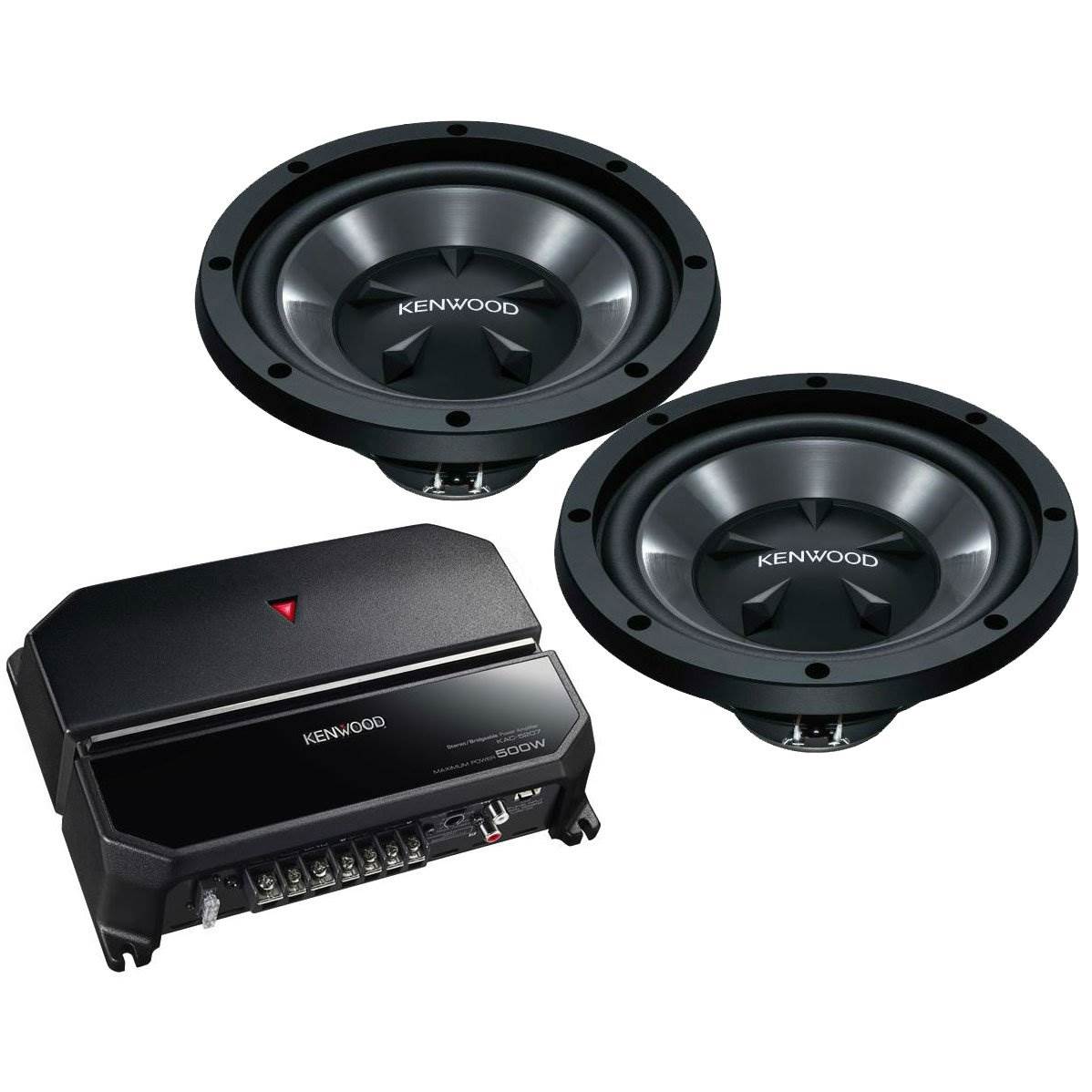 Kenwood 170W Bass Package with 2 10” Subwoofers and 2 Channel Amplifier (2 Pack)