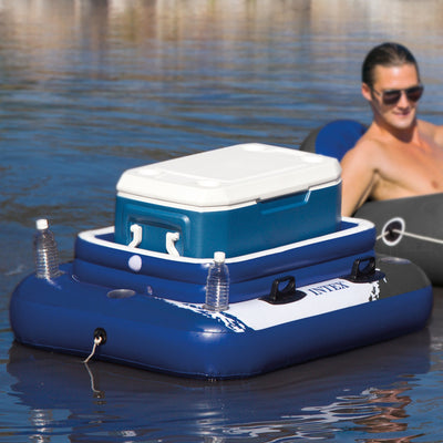 Intex Inflatable Mega Chill II 72 Can Cooler Float & 1 Person Floating Raft