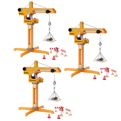 Hape Playscapes Toddler Kids Wood Toy Construction Site Crane Play Set (3 Pack)