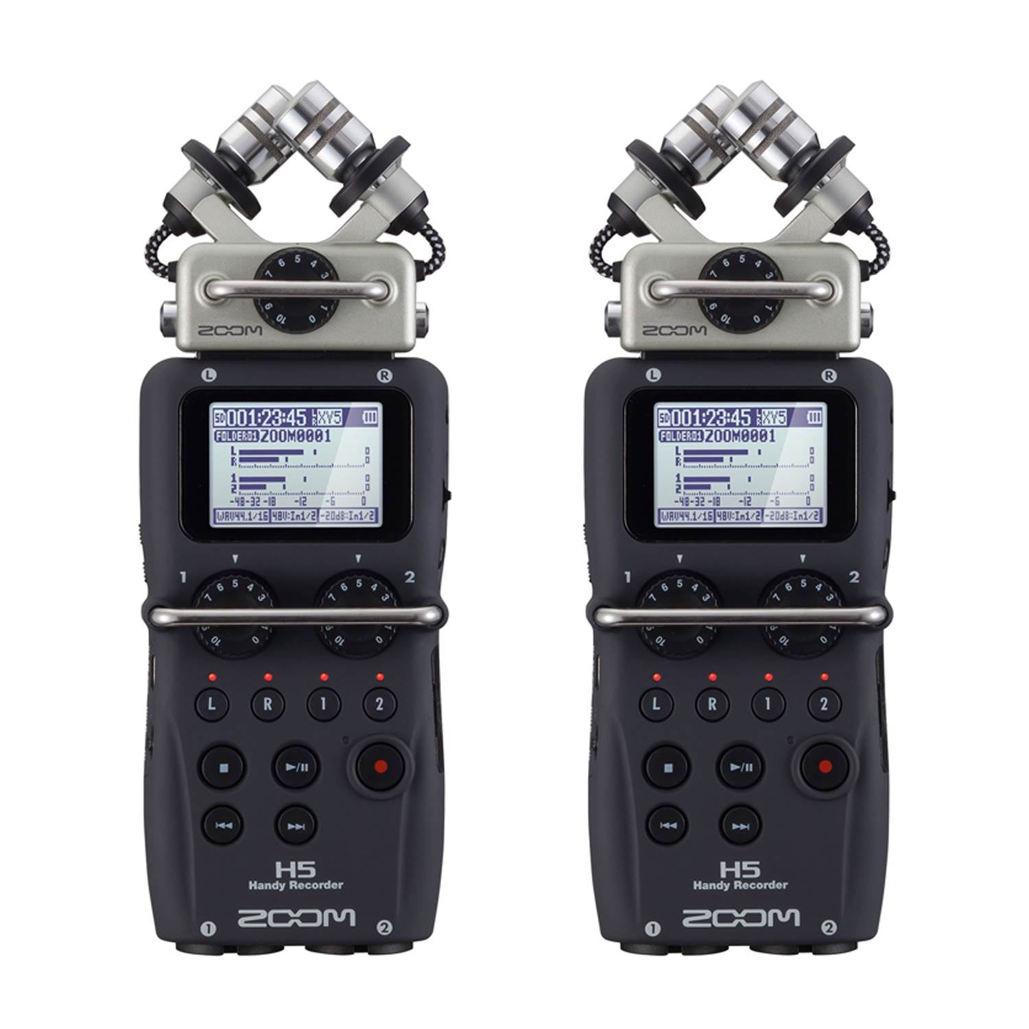 Zoom H5 Portable Handy 4 Track Interchangeable Digital Audio Recorder (2 Pack)
