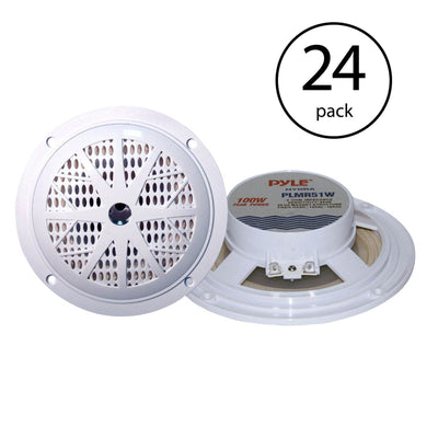 Pyle PLMR51W 5.25" 100W 2-Way Waterproof Marine Audio Speakers White (24 Pack)