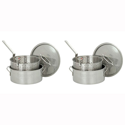 Bayou Classic Durable 10 Qt. Stainless Steel Fry Pot/Perforated Basket (2 Pack) - VMInnovations