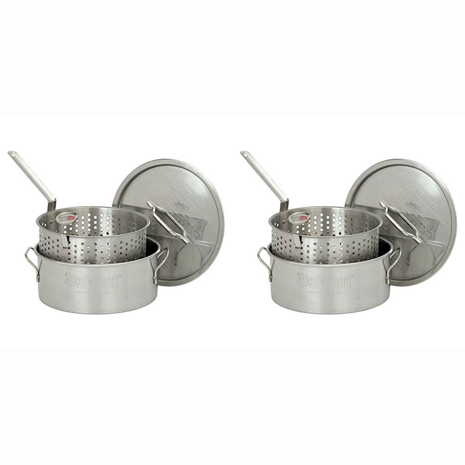 Bayou Classic Durable 10 Qt. Stainless Steel Fry Pot/Perforated Basket (2 Pack) - VMInnovations