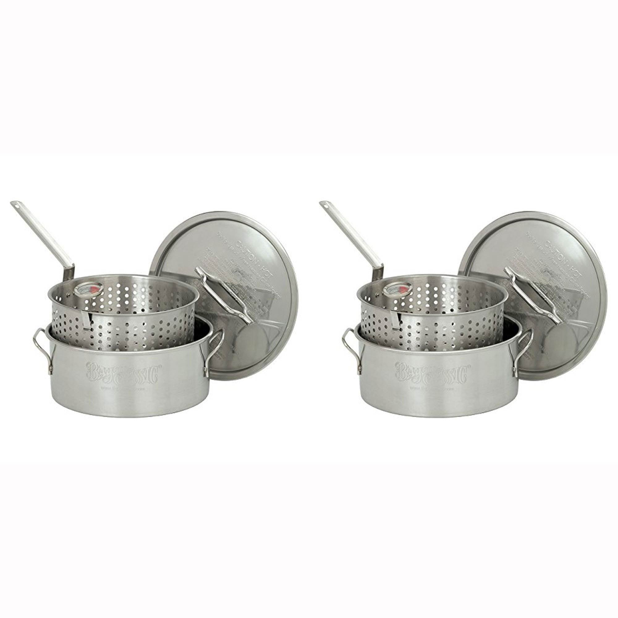 Bayou Classic Durable 10 Qt. Stainless Steel Fry Pot/Perforated Basket (2 Pack) - VMInnovations