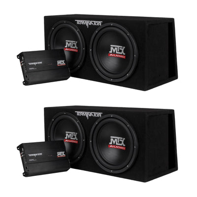 MTX TNP212DV 12 Inch 2000W Dual Loaded Subwoofer Enclosure w/ Amplifier (2 Pack)