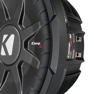 Kicker CompRT 10 Inch 800 Watt Max Dual 2 Ohm Slim Car Subwoofer (4 Pack)