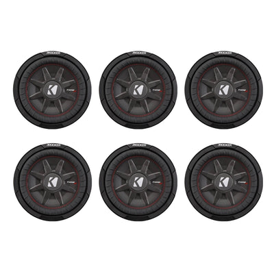 Kicker CompRT Single 10 Inch 800 Watt Max Dual 2 Ohm Slim Car Subwoofer (6 Pack)