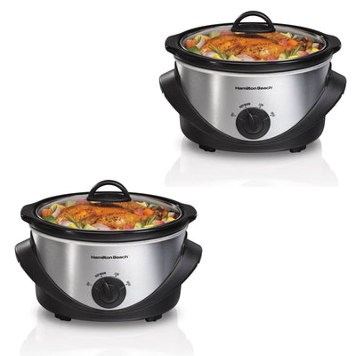 Hamilton Beach Kitchen Counter-Top 4-Quart Slow Cooker Crock Pot (2 Pack)
