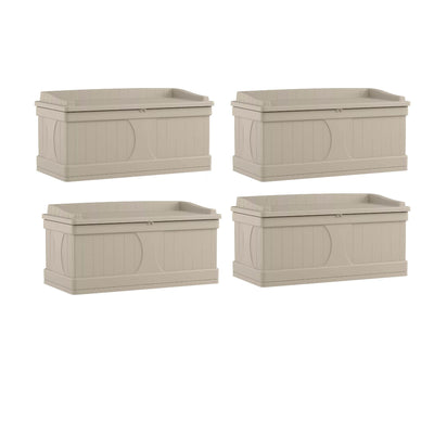 Suncast 99 Gallon Deck Patio Box and Bench with Seating Capacity for 2 (4 Pack)