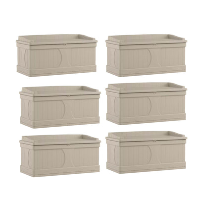 Suncast 99 Gallon Deck Patio Box and Bench with Seating Capacity for 2 (6 Pack)