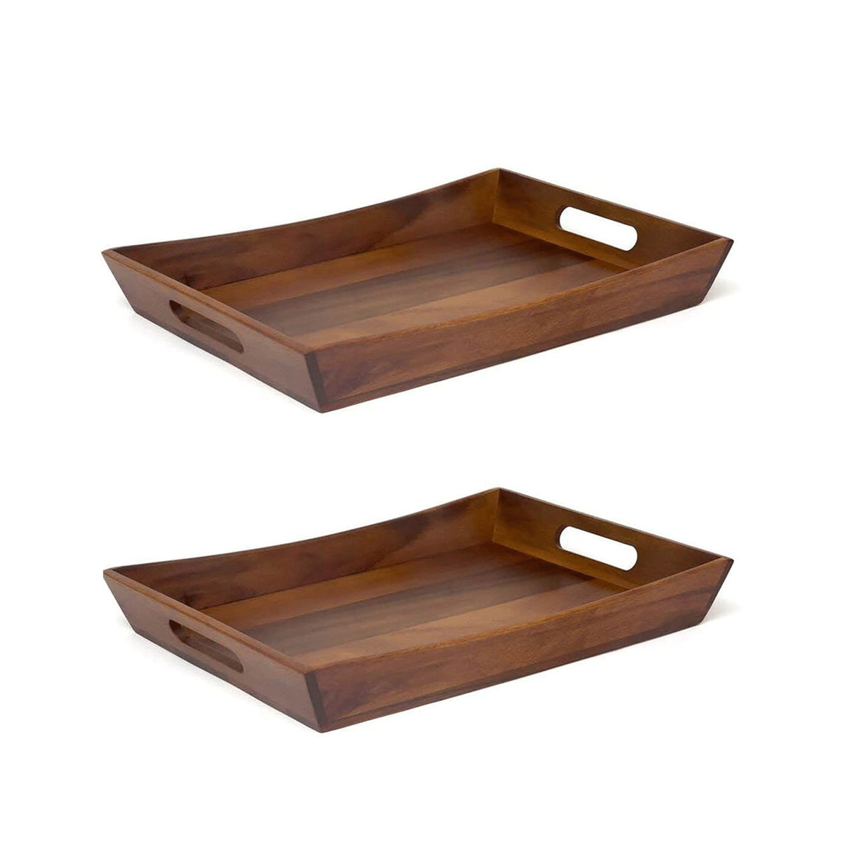 Lipper International Acacia Wood Decorative Serving Food Curved Tray (2 Pack)