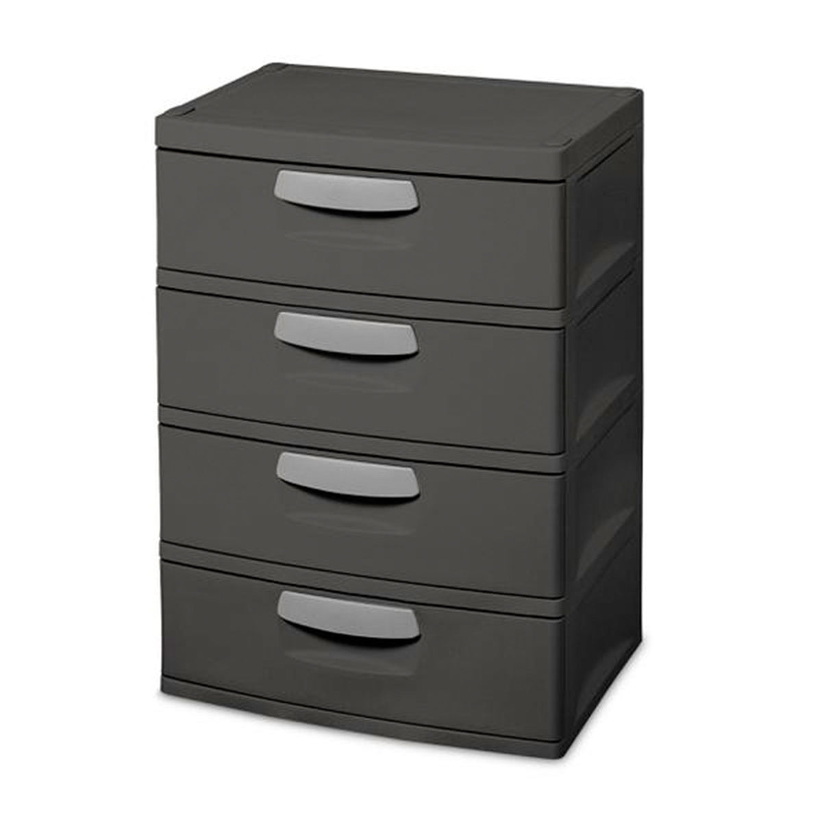 Sterilite 4-Drawer Heavy-Duty Gray Storage Unit With Black Handles (6 Pack)