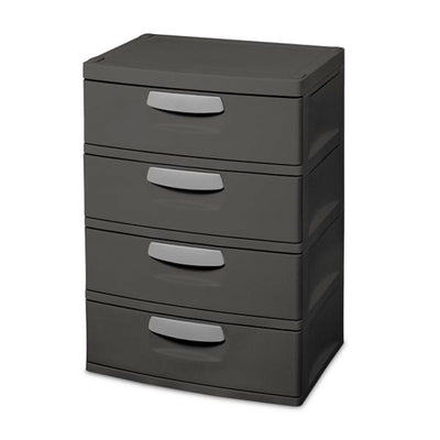 Sterilite 4-Drawer Heavy-Duty Gray Storage Unit With Black Handles (6 Pack) - VMInnovations
