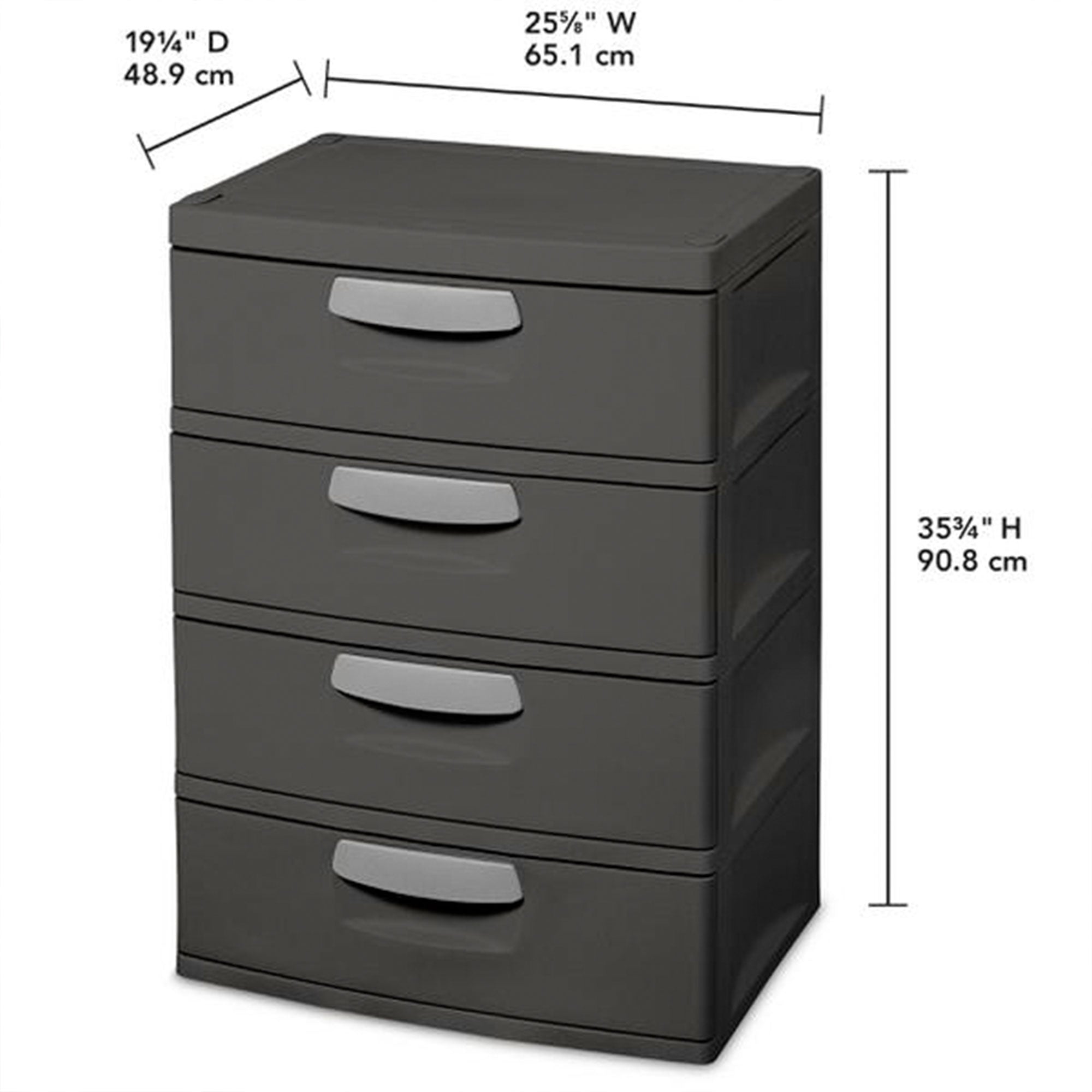 Sterilite 4-Drawer Heavy-Duty Gray Storage Unit With Black Handles (6 Pack) - VMInnovations
