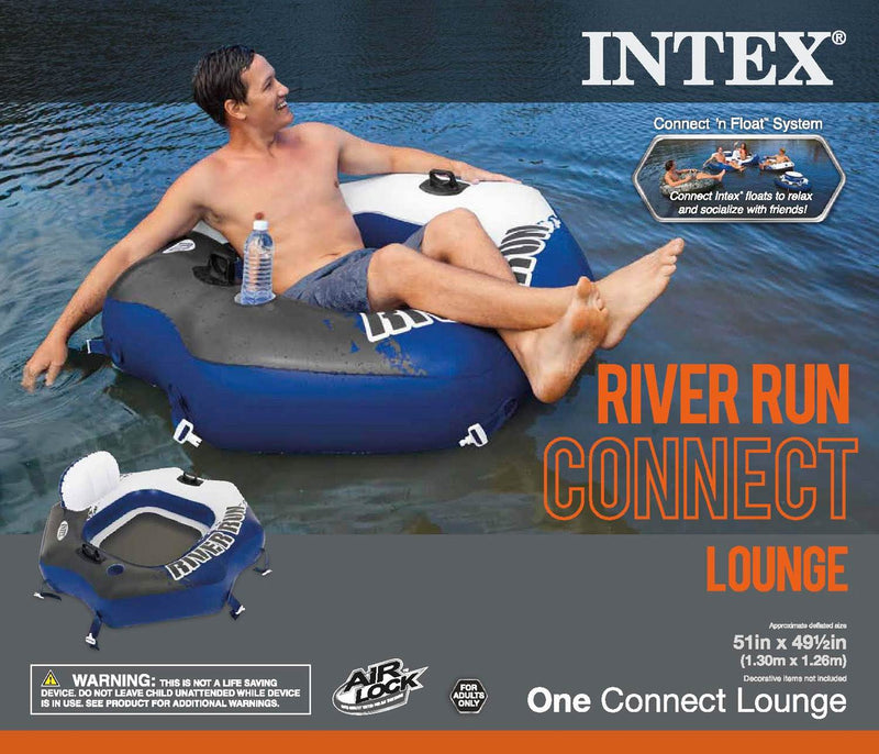 Intex River Run Connect Lounge Inflatable Floating Water Tube (6 Pack) & Cooler